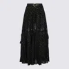 Self-portrait Black Viscose Skirt In Black