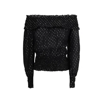 Self-portrait Black Viscose Top