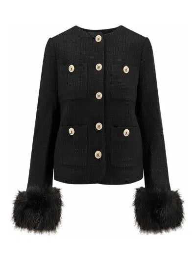 Self-portrait Blazer In Boucl In Black