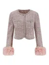 Self-portrait Self Portrait Crystal-embellished Tweed Jacket In Pink