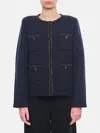 Self-portrait Oversized Black Knitted Cardigan With Flared Sleeves In Blau