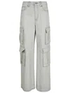 Self-portrait Bleached Effect Cargo Jeans With Visible Stitching In White