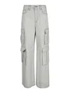 Self-portrait Bleached Effect Cargo Jeans With Visible Stitching In White
