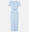 Self-portrait Crepe Mini Dress With Buttons And Belt In Blue