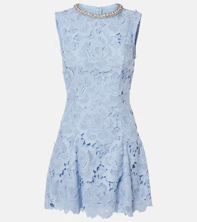 SELF-PORTRAIT EMBELLISHED FLORAL LACE MINIDRESS