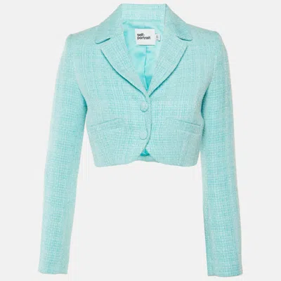 Self-portrait Blue Boucle Cropped Jacket