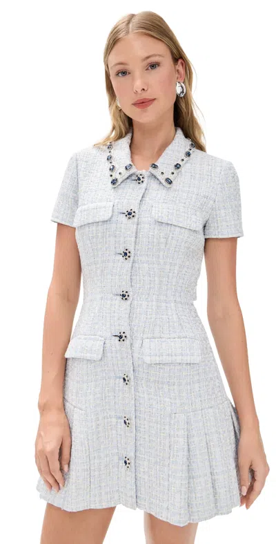 Self-portrait Self Portrait Bouclé Mini Dress In Blue Blue