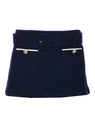 Self-portrait Blue Boucle Skirt