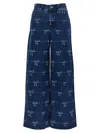 Self-portrait Blue Jeans With All-over Rhinestoned Bow Embellishments In Denim Woman In Blue