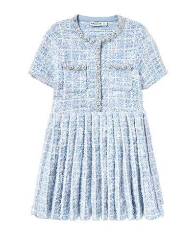 Self-portrait Blue Check Knit Dress
