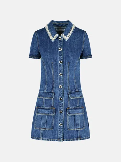 Self-portrait Blue Cotton Denim Mini Dress