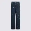 Self-portrait Wide-leg Denim Jeans With Floral Embellishments In Blue