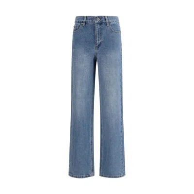 SELF-PORTRAIT BLUE COTTON STRAIGHT-LEG JEANS