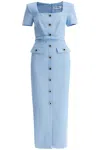 Self-portrait Crepe Mini Dress With Buttons And Belt In Bl Blue