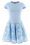 Self-portrait Womens Self Portrait Cap-sleeve Crepe And Lace Mini Dress In Blue