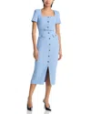 Self-portrait Crepe Mini Dress With Buttons And Belt In Blue