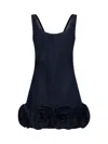 Self-portrait Short Blue Dress With Floral Applique Self Portrait In Blue