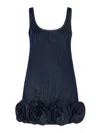 Self-portrait Short Blue Dress With Floral Applique Self Portrait In Blue