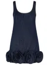 Self-portrait Short Blue Dress With Floral Applique Self Portrait In Blue
