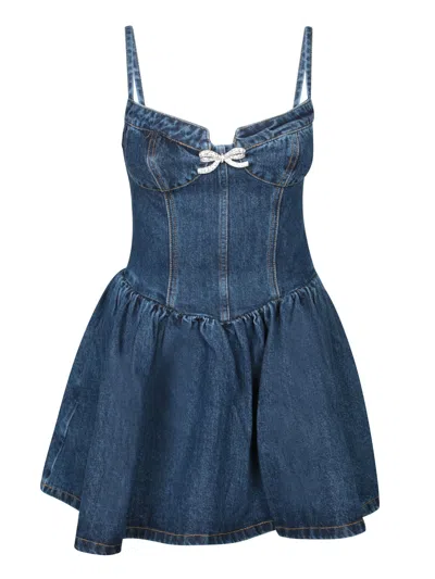 SELF-PORTRAIT BLUE DENIM MINI DRESS