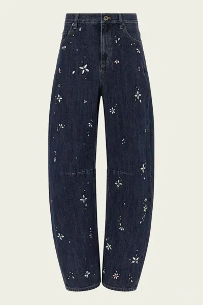 Self-portrait Blue Embellished Barrel Leg Jeans