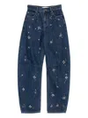 Self-portrait Self Portrait Blue Embellished Barrel Leg Jeans In Blue