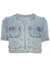 SELF-PORTRAIT BLUE EMBELLISHED DENIM TOP,SS24.826T