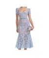 Self-portrait Fine Lace Midi Dress In Blue In Gray