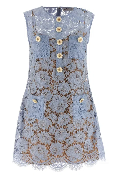 SELF-PORTRAIT SELF PORTRAIT 'BLUE FINE LACE MINI' DRESS