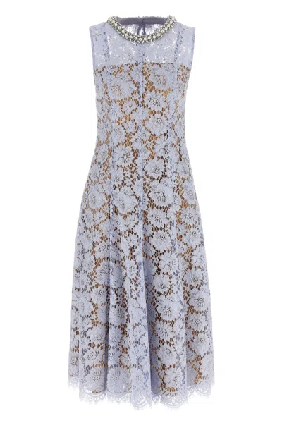 Self-portrait Self Portrait 'blue Fine Lace Pearl Midi' Dress