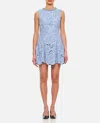 Self-portrait Bue Crewneck Mini Dress With Rhinestoned Collar And All-over Floral Lace Embroidery In Tech Fabric W In Blue