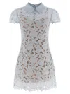 Self-portrait Blue Guipure Lace Mini Dresses Light Blue In Multi