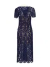 Self-portrait Navy Blue Dress With Front Button Fastening In Pink