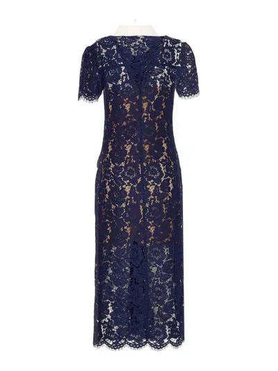 Self-portrait Blue Lace Contrast Collar Midi Dress