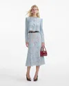 Self-portrait Light Blue Lace-effect Skirt With Slip In Blue