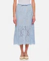 Self-portrait Light Blue Lace-effect Skirt With Slip In Blue