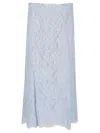 Self-portrait Light Blue Lace-effect Skirt With Slip