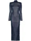 Self-portrait Ribbed Lurex Knit Turtleneck Maxi Dress