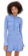 Self-portrait Self Portrait Mini Ribbed Knit Short Dress With Pearl Embellishments In Blue