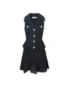 Self-portrait Perforated Knit Dress In Blue