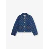 Self-portrait Polka-dot Patch-applique Denim Jacket In Blue