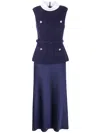 Self-portrait Self Portrait Navy Boucle Sleeveless Midi Dress In Blue