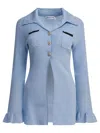 Self-portrait Rib-knit Longline Top In Blue