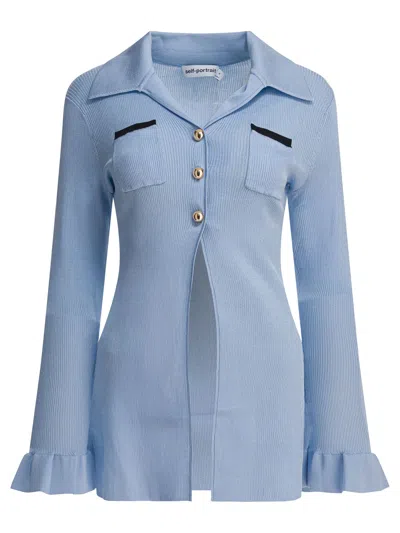 Self-portrait Blue Polyamide Top