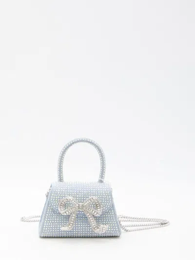 トートバッグ Self-Portrait Rhinestone-Embellished Structured Handbag With Self-portrait Blue Leather Bag Handbag | ModeSens