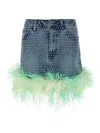 Self-portrait Self Portrait 'blue Rhinstone Feather Denim' Skirt