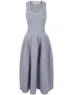 Self-portrait Diamante-trim Rib Knit Midi Dress In Blue