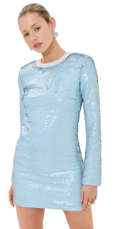 SELF-PORTRAIT BLUE SEQUIN MINI DRESS BLUE