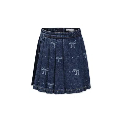 Self-portrait Kids' Blue Skirt For Girl With Bows