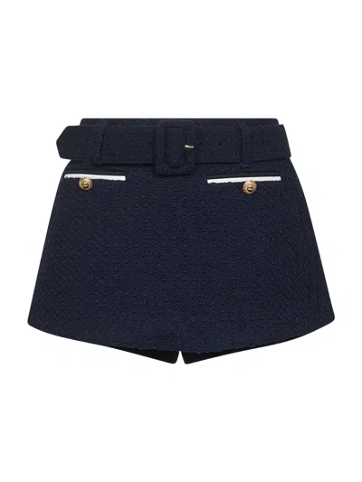 SELF-PORTRAIT BLUE WOOL BLEND BOUCLÉ SKORTS